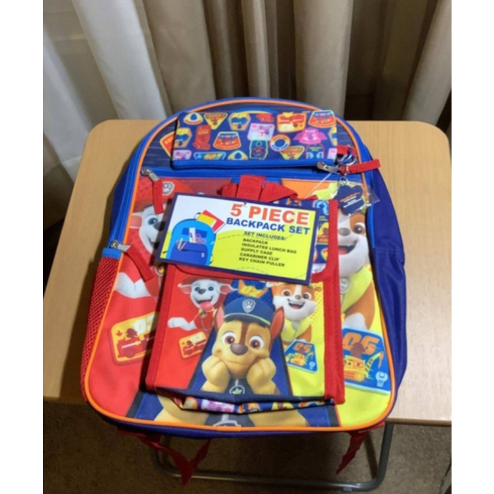 Paw Patrol Backpack Set 5 Piece 16" Backpack Lunchbox Case Keychain Carabiner - Picture 10 of 13